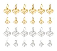 PH PandaHall 24pz Ciondolo Cuore D'Oro e Argento, Ciondoli a Forma di Cuore 3D in 304 Acciaio Inossidabile con Anello di Salto per San Valentino Collana Bracciale Orecchino Gioielli Fai Da Te