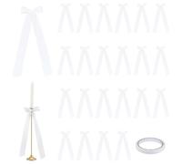 PH PandaHall 24pz Fiocchi per Candelabri Bianci 30cm Grandi Fiocco di Nastro Decorazione Nodo a Fiocco Pre-Legato con Doppio Adesivo Fiocci in Nastro di Raso per Candele da Tavolo Regalo Festa Nozze