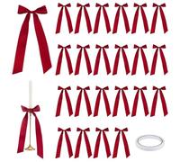 PH PandaHall 24pz Fiocchi per Candelabri Rossi 30cm Grandi Fiocco di Nastro Decorazione Nodo a Fiocco Pre-Legato con Doppio Adesivo Fiocci in Nastro di Raso per Candele da Tavolo Regalo Festa Nozze