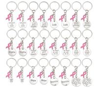 PH PandaHall 24pz Portachiavi Motivazionale per La Consapevolezza Del Cancro Al Seno 12 Stili Portachiavi Nastro Rosa con Parole d'Ispirazione Regalo per Le Donne, 7cm