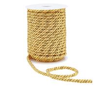 PH PandaHall 25 Yards Twisted Gold Trim Cord,Corde Intrecciate Da 5 mm Corda Intrecciata A Tre Fili Corda di Seta Corda Decorativa Solida per Lo Sport, Decorazioni Natalizie, Mestieri, Macramè