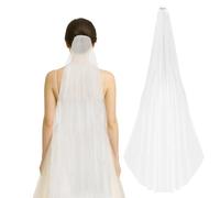 PH PandaHall 250x15cm Velo da Sposa Lungo Velo Da Sposa con Perline di Perle Tulle Bianco con Pettine per Matrimonio Festa di Fidanzamento Addio al Nubilato