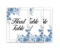 PH PandaHall 26pz Numeri da Tavolo per Matrimonio, 15x10cm Blu Fiore Tavolo Numeri Carte 1-25 con Numeri di Tavolo Testa per Matrimonio Ricevimento Festa Anniversario