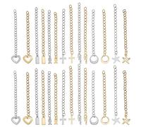 PH PandaHall 28pz Prolunghe per Catena in 304 Acciaio Inossidabile, 7 Stile 59~71mm Estensori per Gioielli con Ciondoli in Acciaio Inossidabile per Gioielli Collana Bracciale, Oro & Scheggia