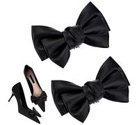 PH PandaHall 2Pcs Clip per Scarpe con Fiocco Nero, Fermagli per Scarpe A Farfalla con Fiocco In Pelle Scarpe Rimovibili Fibbia Bowknot Decorazioni per Scarpe per Le Donne Scarpe con Tacco per Nuziale