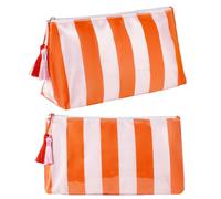 PH PandaHall 2pz Borse Cosmetiche Impermeabili Piccola Borsa per Trucco da Viaggio, 25.1x8.8x13.7cm Borsa per Articoli da Toilette a Righe Arancioni per Donne Vacanza Spiaggia