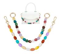 PH PandaHall 2pz Catene per Borse con Perline Colorato in Acrilico 35~42cm Catene Decorative per Borse con Perline Pietre Preziose Finte Ovali per Borsetta Borsa a Spalla