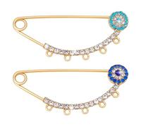 PH PandaHall 2pz Spilla con Occhio Malvagio Ciondolo Spilla a Forma di Bulbo Oculare Portafortuna con 5 Anello Spilla a Catena con Strass Portafortuna per Abbigliamento