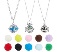 PH PandaHall 3 Collane Diffusori Di Oli Essenziali Ciondoli Lucchetto Aromaterapia Catene Gioielli Acciaio Inossidabile Ciondolo Gabbia Hollow con 10 Palline Cotone per Uomini Donne Gioielli, Platino