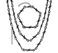 PH PandaHall 3 Misure Catena a Filo Spinato Set di Catene Nero per Collane e Braccialetti Goth, Catene a Nodi con Spine per Uomini e Donne Gioielli Regalo per Stile Goth Punk Rock