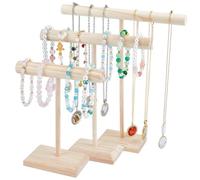 PH PandaHall 3 Misure Espositori per Bracciali in Legno, Supporto per Collane con Barra a T Supporto per Bracciale Gioielli Appendino Espositore per Gioielli Venditori Vetrina Vendere