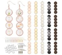 PH Pandahall 3-Orecchino Vuoto Consecutivo, 20 base per Vassoi per Orecchini Rotondi Da 5 mm In 12 colori, 80 cabochon In Vetro per La Creazione di Gioielli Fai Da Te