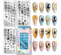 PH PandaHall 3 piastre di stampaggio per unghie api stencil per unghie coniglio e ape modelli per unghie a nido d'ape girasole barattolo di miele tamponi per le donne manicure primavera Pasqua