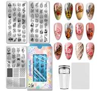 PH PandaHall 3 piastre per stampaggio per unghie strumento musicale per chitarra pianoforte nail design stencil note musicali unghie piatti immagine tamburo arpa unghie modelli artistici per donne