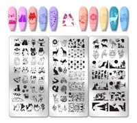 PH PandaHall 3 pz Modelli per Nail Art con Animali Foresta, Piatti per Timbri per Unghie con Gatti Leone Tigre Stencil per Unghie con Animali Selvatici Piatti per Manicure Da Donna