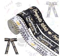 PH PandaHall 3 rotoli Nastro di Laurea 2025, 22/25mm Nastri di Laurea Congratulazioni Nastro Artigianale in Grosgrain Nastro per Stagione Lauree per Laurea Leis Regalo Decorazione, Bianco Nero, 13.5 m