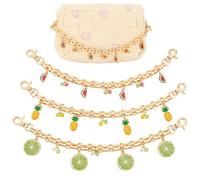 PH PandaHall 3 Stili Catena Decorativa per Borse con Ciondoli Frutta Catene per Borse Oro, 25.5cm Catena Estensione per Borsa a Forma di Cocomero Ananas in Smalto per Borsa a Tracolla Pochette