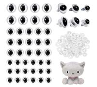 PH PandaHall 3 Stili Occhi di Sicurezza per Gatti 80 Pezzi Occhi di Sicurezza Rotondi da 16-19.5x12-18mm Occhio di Plastica 3D con Rondelle Occhio Ripieno Kawaii per Amigurumi Orsetti all'Uncinetto