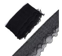 PH PandaHall 3 Strati Nastro Plissettato Nero Nastro di Pizzo Increspato Finiture in Pizzo 14.6 cm Centimetri di Larghezza Tulle Applique per il fai da te Cucito Vestito, 5m