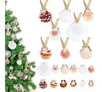 PH PandaHall 30 conchiglie naturali da 5 cm, ornamenti da appendere, ornamenti natalizi con nastro metallico, per fai da te, feste di nozze, decorazioni per la casa, albero di Natale