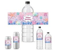 PH PandaHall 30 PZ Etichette per Bottiglie D'Acqua Dream Ocean Adesivi per Bottiglie D'Acqua Stella Marina Conglia Buon Compleanno Involucri per Bottiglie D'Acqua per Forniture Adesivi 21.6x6.4cm