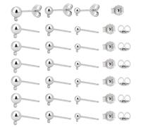 PH PandaHall 30 Sets Perni per Orecchini in Argento Sterling 925 Placcati Platino, 3 Misure Perni per Orecchini Perno con 30pz Chiusure a Farfalla per La Creazione di Orecchini