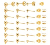 PH PandaHall 30 Sets Perni per Orecchini in Argento Sterling 925 Placcato Oro 18K, 3 Misure Ganci per Orecchini con 30pz Chiusure a Farfalla per Orecchini per La Creazione di Orecchini