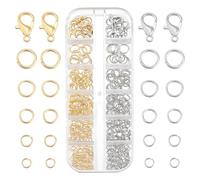 PH PandaHall 300pz 14k Oro Placcato Ottone Anelli di Congiunzione Aperti 4/5/6/7/8mm Anelli di Congiunzione con 11pz 12mm Fermagli A Moschettone per La Creazione di Gioielli Riparazione di Collane
