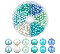PH PandaHall 300pz 6 colori Blu Verde Serie Perle Perline, 6mm Kit per Creazione di Braccialetti di Perle di Vetro Perline Distanziatrici Rotonde Dipinte per Creazione di Gioielli Collane Bracciali