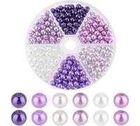 PH PandaHall 300pz 6 Colori Perle di Vetro Rotonde Viola da 6mm, Perle Artigianali per Gioielli e Artigianato
