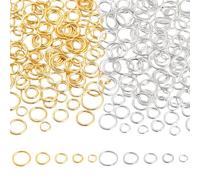 PH PandaHall 300pz Anelli di Congiunzione in Ottone Argento e Oro, Anelli di Giunzione Chiusi Da 5/6/7/8/10mm Anelli di Giunzione Saldati Connettori per La Creazione di Gioielli