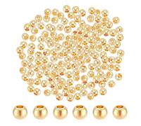 PH PandaHall 300pz Perline Distanziatrici Rotonde Placcate Oro 14K 3mm Perline Rotonde Lisce Perlina a Sfera Piccole per Creazione di Gioielli Collana Bracciale Orecchini Artigianato Fai Da Te