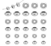 PH PandaHall 30pcs perline stopper con gomma interna in Acciaio Inossidabile, 7mm 8mm 10mm Slider Clasps Beads con Gomma All'Interno per Braccialetti Europei Fai-Da-Te Collane Creazione di Gioielli