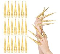 PH PandaHall 30pz Anelli per Artigli con Punta delle Unghie delle Dita 12cm Oro Artigli Punta Unghia per Le Dita Antica Regina Costume Punta Delle Dita per Halloween Cosplay Dramma Spettacolo di Danza