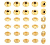 PH PandaHall 30pz Perline Distanziatrici in Argento 925 Perline Distanziatrici in Oro Foro Grande, Perlina Distanziatrice Rotonda Piatta Rondelle in Metallo Heishi per La Creazione di Gioielli