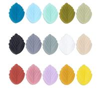 PH PandaHall 30pz Perline Foglia in Silicone, 15 Colori Perline di Foglie d'albero Perline di Gomma Vegetale Perline Sfuse per Primavera Estate Autunno Bracciali Collane Orecchino Creazione Gioielli