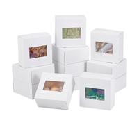 PH PandaHall 30pz Scatole Regalo con Finestra Scatole di Carta per Regali, Bianco Scatola per Caramelle Biscotti Sapone Fatto a Mano Confezioni Regalo per Piccole Imprese, 8x8x4cm