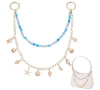 PH PandaHall 31cm Catena per Borsa con Tema Oceano Catena per Borsa con Perline Blu, Catena Decorative per Borse a Tracolla a Forma di Conchiglia Dorata Stella Marina e Animali dell'Oceano