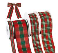 PH PandaHall 36.6m Nastro a Quadri Nastro Gingham Rosso e Verde, 10/25/38/40mm Passamaneria in Tessuto per Artigianato Fai Da Te Ghirlande Fiocchi Confezione Regalo Decorazioni di Natale