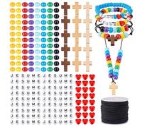 PH PandaHall 36 Sets Kit per Braccialetti con Perline, Perline di Jesus Love Perline Arcobaleno con Foro Grande Ciondoli a Forma di Croce per Scuola Domenicale Creazione Cristiana