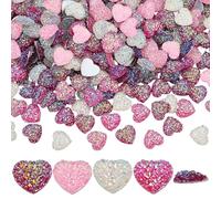 PH PandaHall 360 cabochon a forma di cuore in 4 colori, con retro piatto, rosa, bianco, San Valentino, amore, strass, cabochon in resina lucida, per la creazione di gioielli, fai da te, scrapbooking