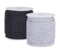 PH PandaHall 36m 5mm Corda Intrecciata per Laurea 3 Strati di Cordoncino Ritorto in Raso Filo di Corda Ritorto, Cordino Decorativo con Bobina per Tende Fiocchi Arredamento per la casa, Nera e Bianca