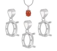 PH PandaHall 3pz Vassoi per Ciondoli con Castone Vuoto in Argento Sterling 925 Vassoio per Cornice Ovale per Pietre Preziose Cabochon Collane Creazione di Gioielli Artigianali, 8x12mm