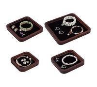 PH PandaHall 4 Dimensioni Vassoi di Presentazione di Gioielli in Legno Pin Porta Anelli Piatto Bracciali Vassoio Organizzatore con Velluto per Venditore Conservazione Collana Orecchino 10/12/14/18cm