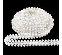 PH PandaHall 4 Iarde Nastro di Pizzo di Perle, 15mm Bianco Perla Frangia Pizzo Doppio Lato Frangia Perla per Tenda Costume Fai Da Te Gioielli Artigianali