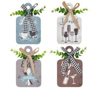 Ph Pandahall 4 pz Insegna In Legno per Decorazioni Da Parete per Cucina, Eat Drink Love Enjoy Cartello In Legno Decorazione Da Parete per Cucina Targhe Da Appendere Cartello
