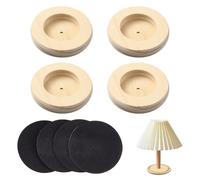 PH PandaHall 4 Set Base per Lampada In Legno, Lampade Rotonde Supporto per Luce con Cuscinetto Autoadesivo Supporto per Luce Da Tavolo Base per Esposizione per Faretti Scrivania Artigianato 12x2cm