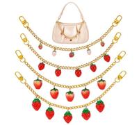 PH PandaHall 4 Stili Catena per Borsa con Fragola Rosso Catene Decorative per Borse in Oro, 30.6cm Catena con Ciondoli Fragole per Pochette Borsetta Borsa a spalla