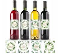 PH PandaHall 4 Styles Grazie Etichette per Vino 40 pezzi Adesivi per Vino Impermeabili Etichette per Bottiglie con Motivo A Foglia Decalcomanie per Vino per Festa di Nozze Addio Al Nubilato 10.2x8.5cm