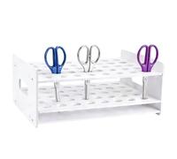 PH PandaHall 40 Fori Portaforbici Supporto Portaforbici Bianco in PVC, Supporto da Tavolo per Utensili Forbici Penne Pennelli per Il Trucco, 33.8x25x14.5cm